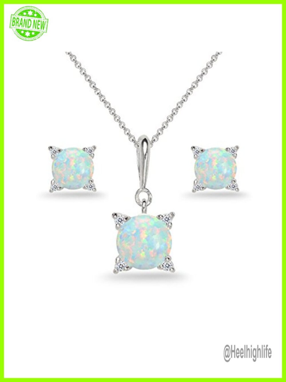 Sterling Silver Solitaire Necklace & Stud Earrings Set